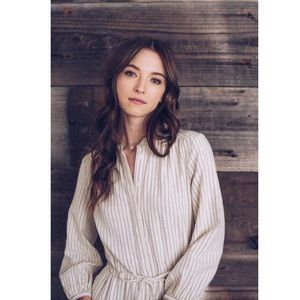 Trovata Shirt Dress in grey and creme.